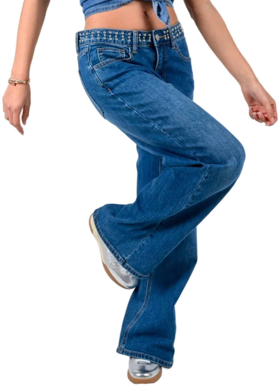 ILONA STUDDED WIDE LEG JEANS BY BIANCO