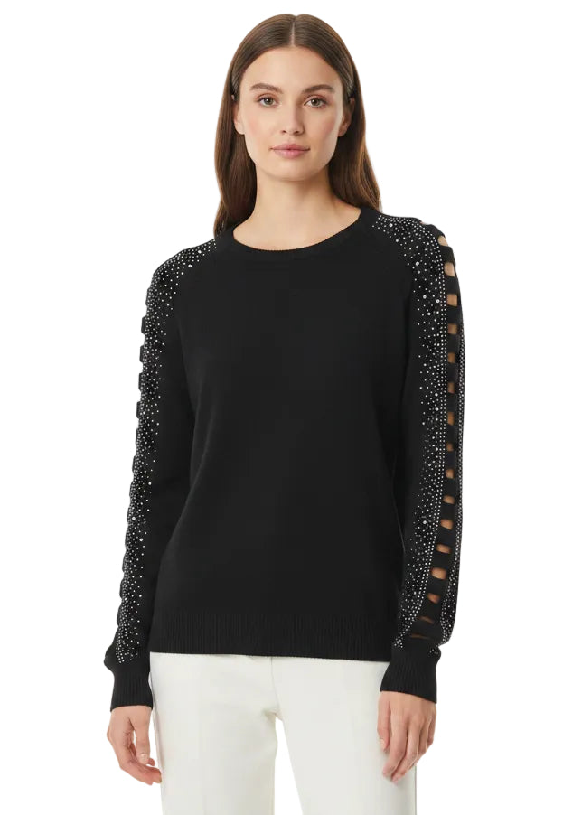 Crystal Ladder Sleeve Knit Jumper by Sambara