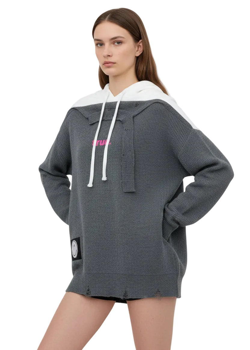 White and blue hoodie | TRUE KNIT BY SEVEN SEVENTY