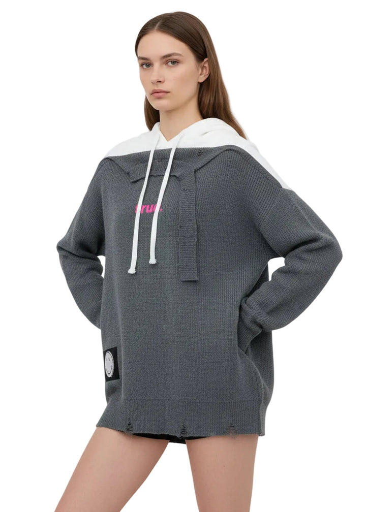 White and blue hoodie | TRUE KNIT BY SEVEN SEVENTY