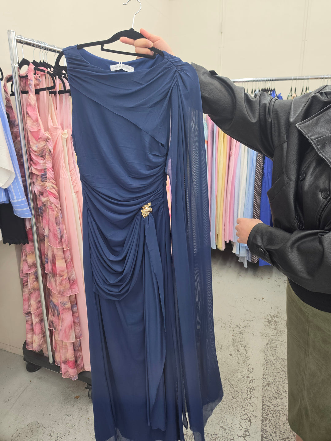Elyndra Draped Cape Maxi Dress