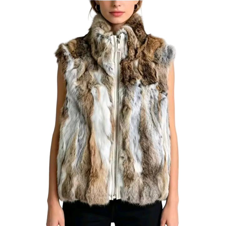 Luxury Rabbit Fur Zip Vest by Runway Secrets