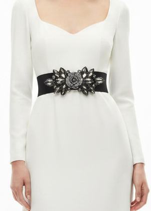 Crystal Bloom Stretch Belt by Runway Secrets