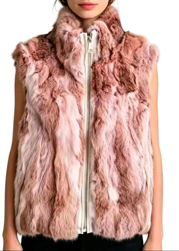 Luxury Rabbit Fur Zip Vest by Runway Secrets