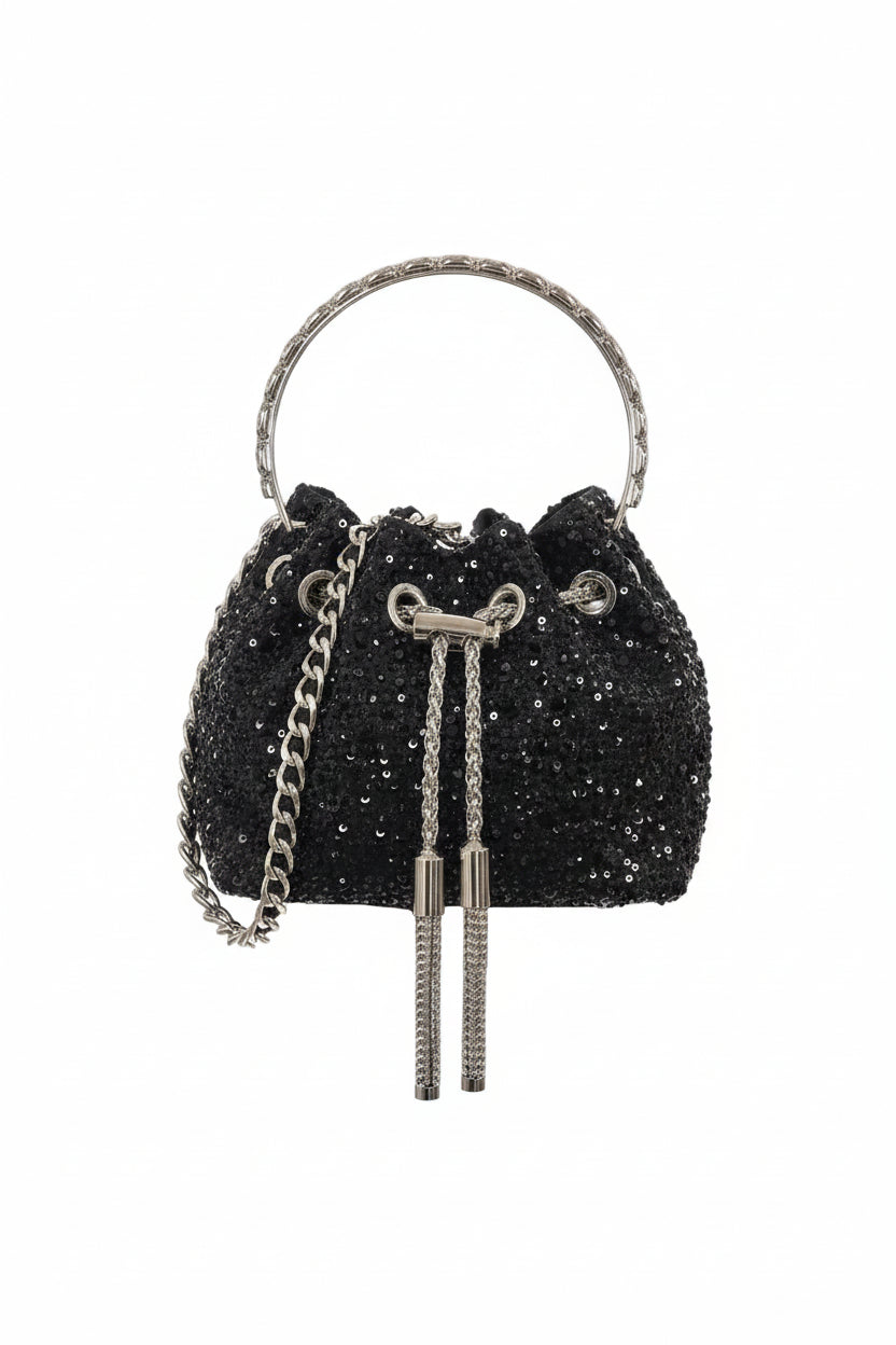 Crystal Luxe Drawstring Bag by Runway Secrets