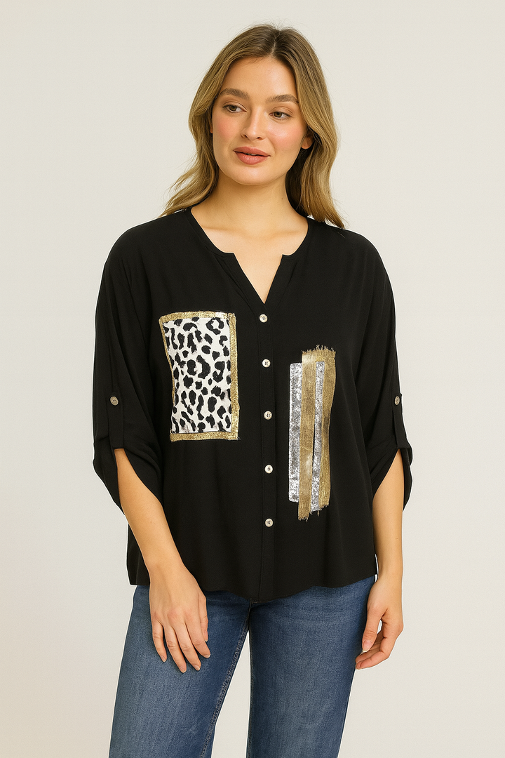 LEOPARD SEQUIN SHIRT