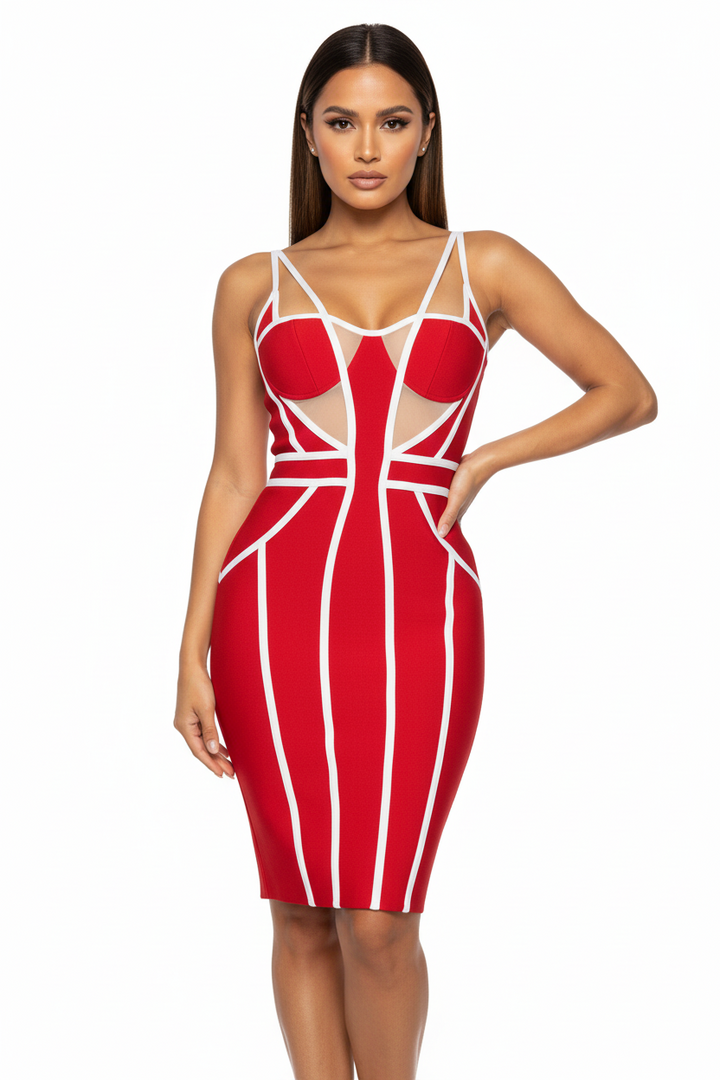 Pencil dress with piping details | SUZY DRESS