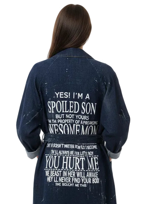 REBEL SCRIPT OVERSIZED JACKET BY ANGELA