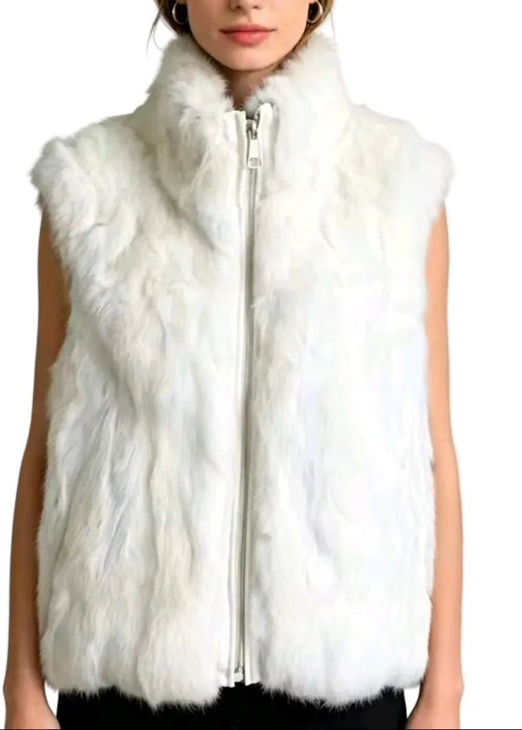 Luxury Rabbit Fur Zip Vest by Runway Secrets