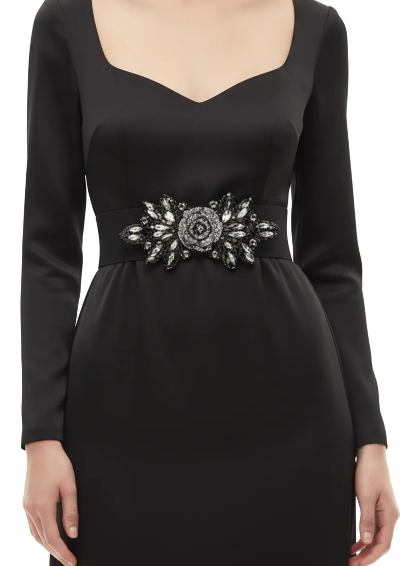 Crystal Bloom Stretch Belt by Runway Secrets