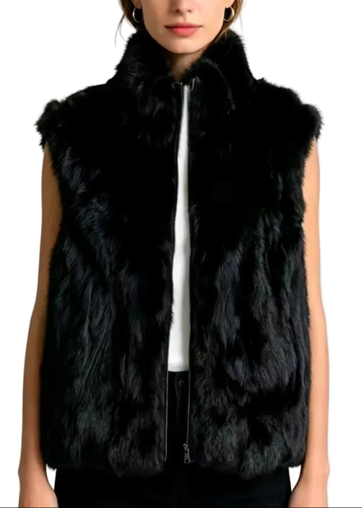 Luxury Rabbit Fur Zip Vest by Runway Secrets
