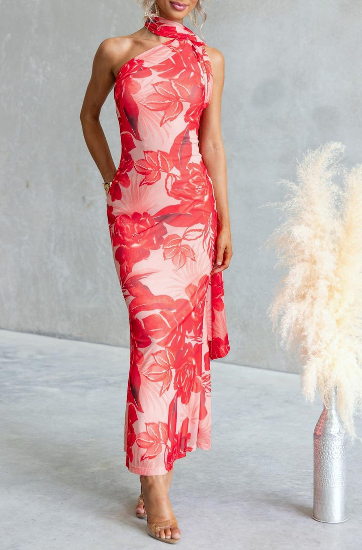 Avelisse Asymmetric Halter Maxi Dress By SUN