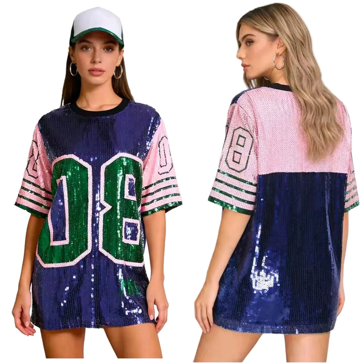 Varsity Spark Sequin Tee Dress by Runway Secrets