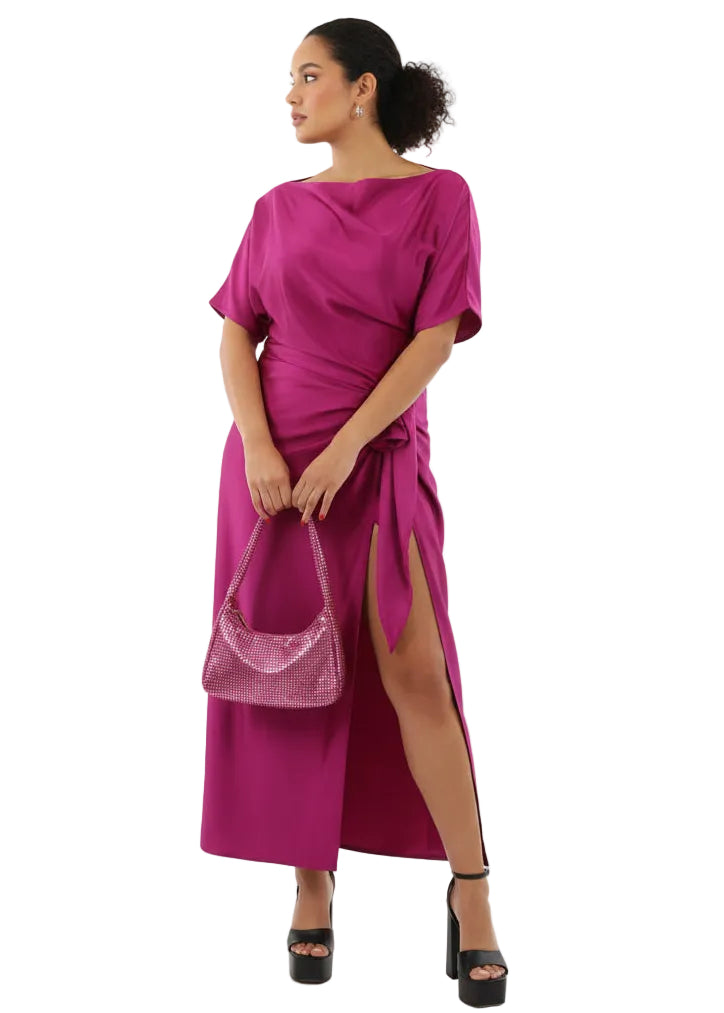 purple Wrapped waist dress | Runway Secrets