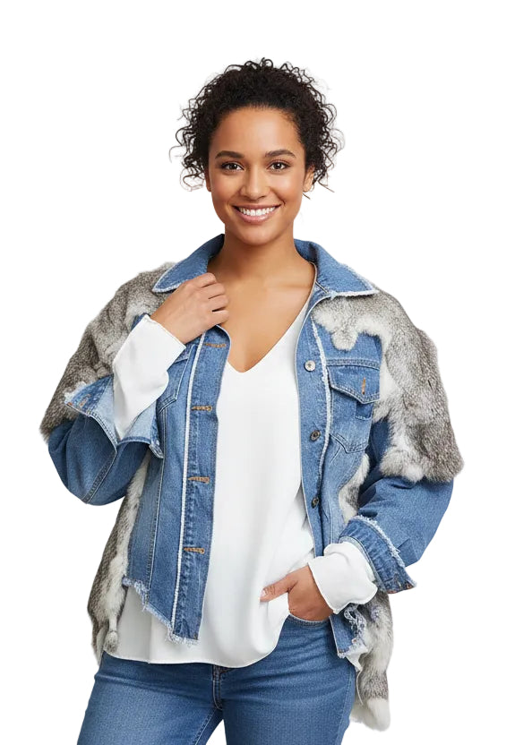 SAKATA - DENIM JACKET WITH FUR BY RUNWAY SECRETS – Runway Secrets