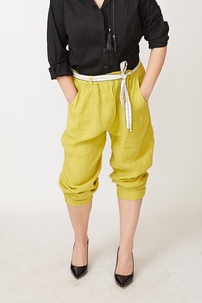 LUCY - LINEN PANTS WITH FABRIC BELT